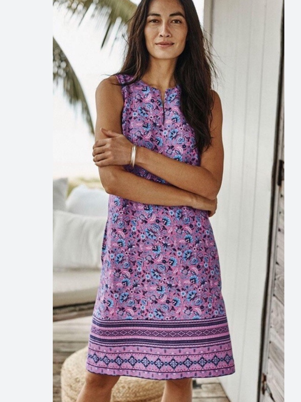 JJill Love Linen Multicolor Floral linen dress Size XS petite